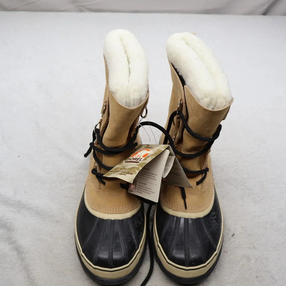 Sorel Mens 8 Snow Boots Beige Caribou II Leather Winter Waterproof NM1000-280